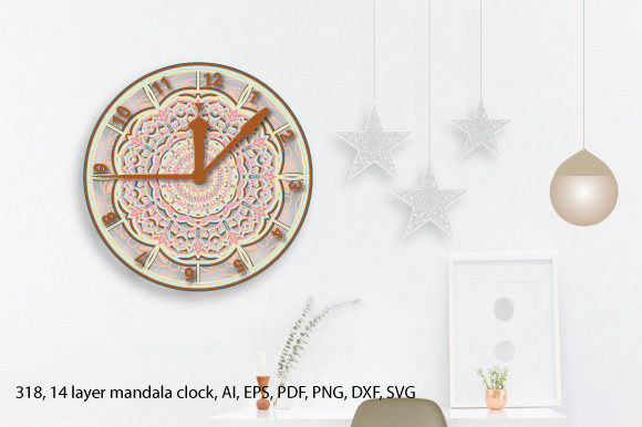 3d Layered Decorative Mandala Clock Art