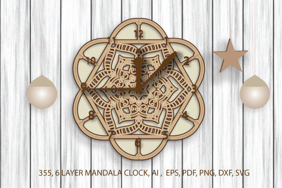 3d Layered Decorative Mandala Clock SVG