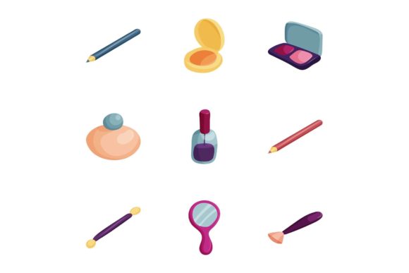 Decorative Cosmetic Icons Set for Modern Design