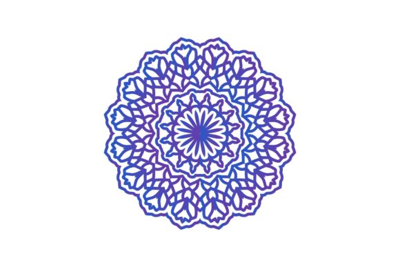 Purple Flower Mandala Decorative Symbol