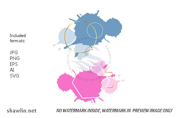 Set of Abstract Watercolor Decorative Elements for Modern Design