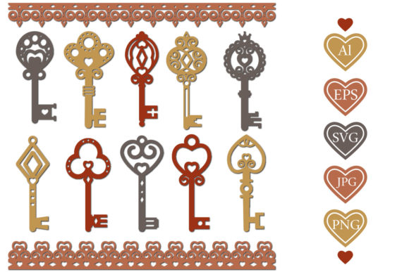 Unlock Your Creativity with Vintage Decorative Keys: The Ultimate Stencil and Template Bundle for Laser Cutting, Scrapbooking, and DIY Crafts
